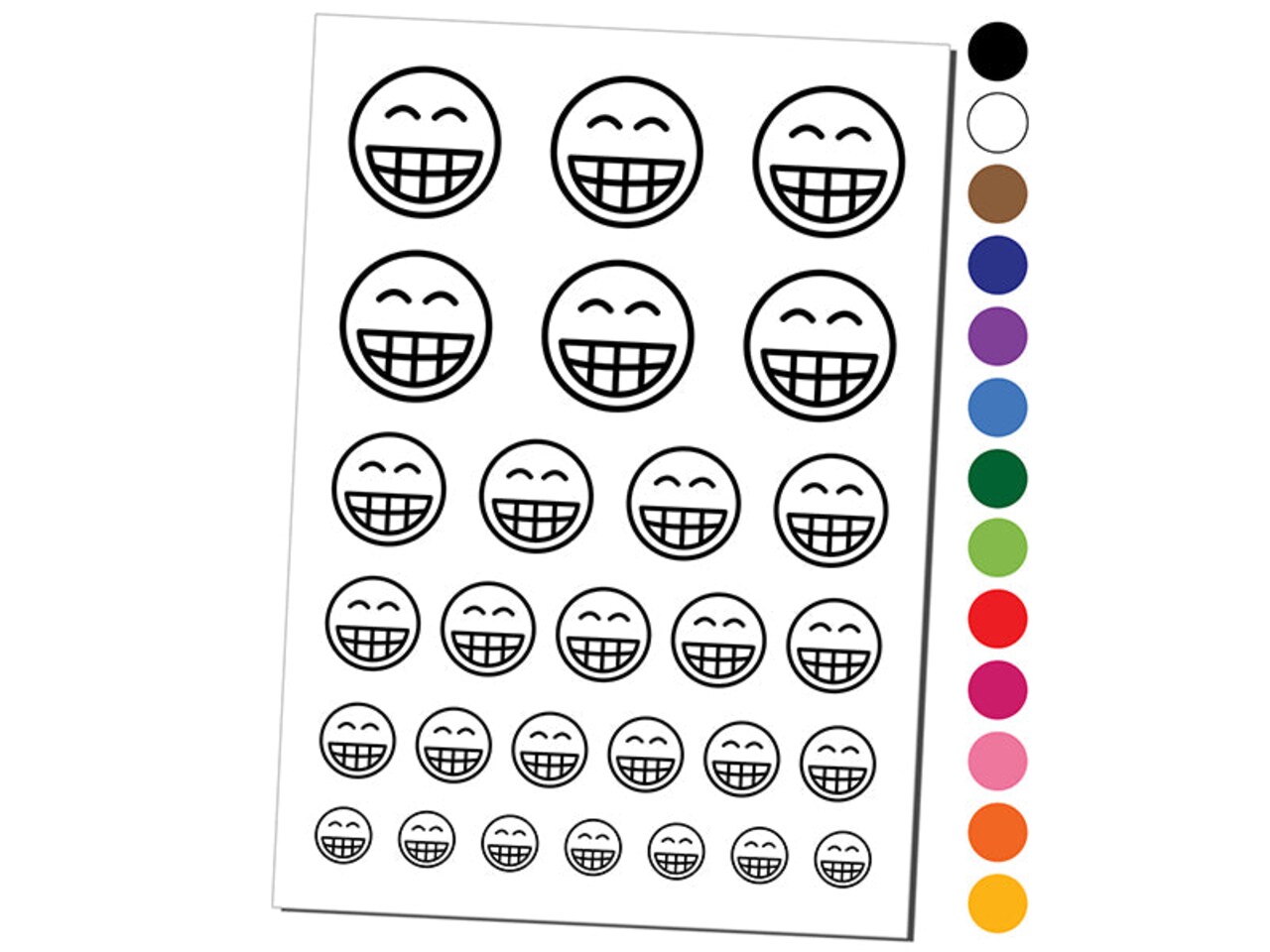 Happy Face Big Smile Teeth Grin Emoticon Temporary Tattoo Water Resistant Fake Body Art Set Collection